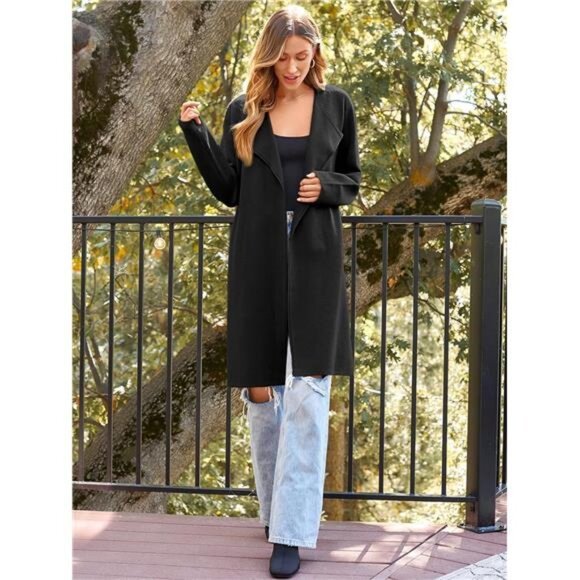 Women's Oversized Long Cardigan Sweater – Fall Knit Coatigan - Picture 3 of 8